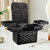 Maxbell Travel Makeup Bag Tote Cosmetic Organizer Case for Travel Outdoor Activities Glossy Black