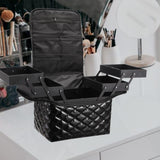 Maxbell Travel Makeup Bag Tote Cosmetic Organizer Case for Travel Outdoor Activities Glossy Black