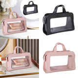 Maxbell PU Leather Makeup Bag Large Capacity Waterproof for Essentials Cosmetic Gift Black