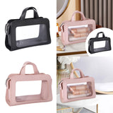 Maxbell PU Leather Makeup Bag Large Capacity Waterproof for Essentials Cosmetic Gift Black