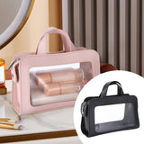 Maxbell PU Leather Makeup Bag Large Capacity Waterproof for Essentials Cosmetic Gift Black