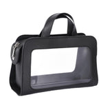 Maxbell PU Leather Makeup Bag Large Capacity Waterproof for Essentials Cosmetic Gift Black