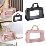 Maxbell PU Leather Makeup Bag Large Capacity Waterproof for Essentials Cosmetic Gift Black