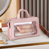 Maxbell PU Leather Makeup Bag Large Capacity Waterproof for Essentials Cosmetic Gift Pink