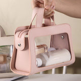 Maxbell PU Leather Makeup Bag Large Capacity Waterproof for Essentials Cosmetic Gift Pink