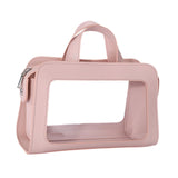 Maxbell PU Leather Makeup Bag Large Capacity Waterproof for Essentials Cosmetic Gift Pink