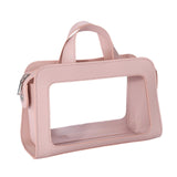 Maxbell PU Leather Makeup Bag Large Capacity Waterproof for Essentials Cosmetic Gift Pink