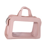 Maxbell PU Leather Makeup Bag Large Capacity Waterproof for Essentials Cosmetic Gift Pink