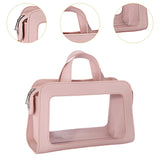 Maxbell PU Leather Makeup Bag Large Capacity Waterproof for Essentials Cosmetic Gift Pink