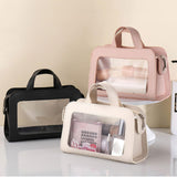 Maxbell PU Leather Makeup Bag Large Capacity Waterproof for Essentials Cosmetic Gift Pink