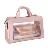 Maxbell PU Leather Makeup Bag Large Capacity Waterproof for Essentials Cosmetic Gift Pink