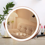 Maxbell Makeup Mirror with Lights Tabletop Cosmetic Mirror for Home Apartments Women pink
