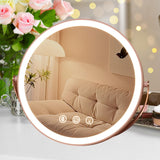 Maxbell Makeup Mirror with Lights Tabletop Cosmetic Mirror for Home Apartments Women pink