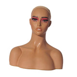 Female Mannequin Head Model with Makeup Wig Display Head for Scarves Hat Wig Style D
