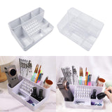 Nail Art Polishing Grinding Organizer Space Saving Case 28 Holes Bits Holder White