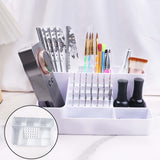Nail Art Polishing Grinding Organizer Space Saving Case 28 Holes Bits Holder White