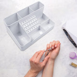 Nail Art Polishing Grinding Organizer Space Saving Case 28 Holes Bits Holder White