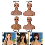 Maxbell Realistic Mannequin Head Female Mannequin Head with Shoulder for Jewelry Wig Style A
