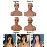 Maxbell Realistic Mannequin Head Female Mannequin Head with Shoulder for Jewelry Wig Style A
