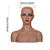 Maxbell Realistic Mannequin Head Female Mannequin Head with Shoulder for Jewelry Wig Style A