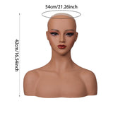 Maxbell Realistic Mannequin Head Female Mannequin Head with Shoulder for Jewelry Wig Style B