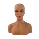 Maxbell Realistic Mannequin Head Female Mannequin Head with Shoulder for Jewelry Wig Style C