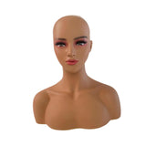 Maxbell Realistic Mannequin Head Female Mannequin Head with Shoulder for Jewelry Wig Style C