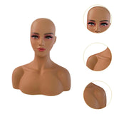 Maxbell Realistic Mannequin Head Female Mannequin Head with Shoulder for Jewelry Wig Style C