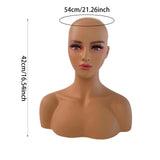 Maxbell Realistic Mannequin Head Female Mannequin Head with Shoulder for Jewelry Wig Style C