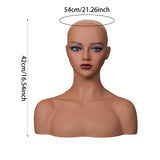 Maxbell Realistic Mannequin Head Female Mannequin Head with Shoulder for Jewelry Wig Style D