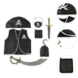 Maxbell 7Pcs Kids Pirate Costume Set Boys Festival Masquerade Pirate Accessories Set