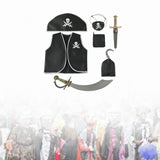 Maxbell 7Pcs Kids Pirate Costume Set Boys Festival Masquerade Pirate Accessories Set
