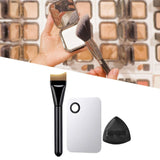 Maxbell 3x Flat Foundation Brush with Sponge Palette Tray for Blending Cream