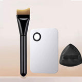 Maxbell 3x Flat Foundation Brush with Sponge Palette Tray for Blending Cream