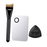 Maxbell 3x Flat Foundation Brush with Sponge Palette Tray for Blending Cream