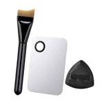 Maxbell 3x Flat Foundation Brush with Sponge Palette Tray for Blending Cream