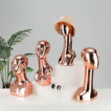 Maxbell Mannequin Head Wig Stand Ornament Hat Display Stand for Styling Jewelry Home Gold