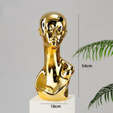 Maxbell Mannequin Head Wig Stand Ornament Hat Display Stand for Styling Jewelry Home Gold