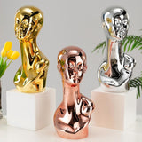 Maxbell Mannequin Head Wig Stand Ornament Hat Display Stand for Styling Jewelry Home Gold