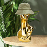 Maxbell Mannequin Head Wig Stand Ornament Hat Display Stand for Styling Jewelry Home Gold