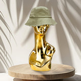 Maxbell Mannequin Head Wig Stand Ornament Hat Display Stand for Styling Jewelry Home Gold