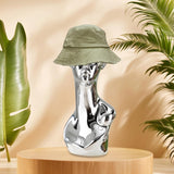 Maxbell Mannequin Head Wig Stand Ornament Hat Display Stand for Styling Jewelry Home Silver