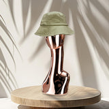 Maxbell Mannequin Head Wig Stand Ornament Hat Display Stand for Styling Jewelry Home Rose Gold and Tilted