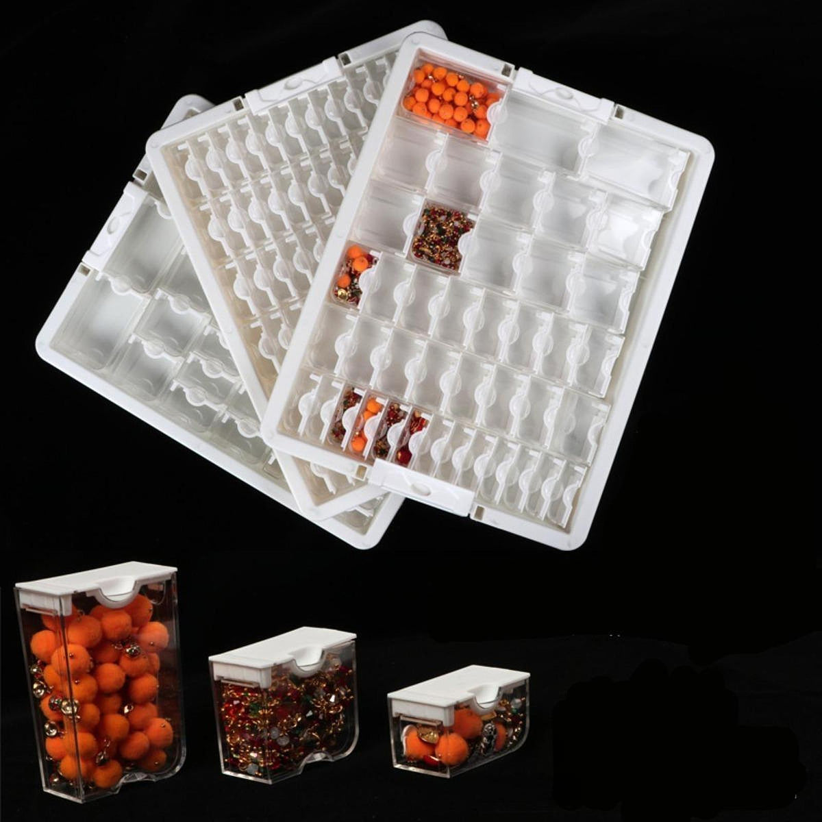 Maxbell Bead Storage Jar Portable Bead Organizer Box for Small Items Nail DIY Crafts 30 Grid