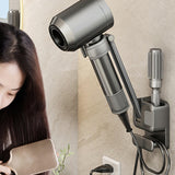 Maxbell Lazy Hair Dryer Stand Hands Free Hair Dryer Organizer for Household Bathroom Gray
