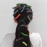 Maxbell 12x Crawl Caterpillar Hair Clips Halloween Hair Claw Cosplay Funny Barrettes