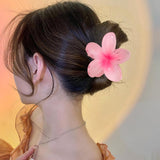 Maxbell Flower Shape Hair Claw Clip Nonslip Hair Clip for Women   Pink