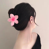 Maxbell Flower Shape Hair Claw Clip Nonslip Hair Clip for Women   Pink