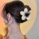 Maxbell Flower Shape Hair Claw Clip Nonslip Hair Clip for Women   White Gray