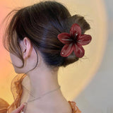 Maxbell Flower Shape Hair Claw Clip Nonslip Hair Clip for Women   Red
